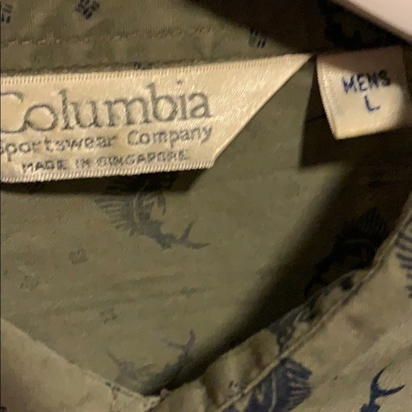 Columbia Olive Green & Navy Blue Sailfish Shirt L - Picture 5 of 7
